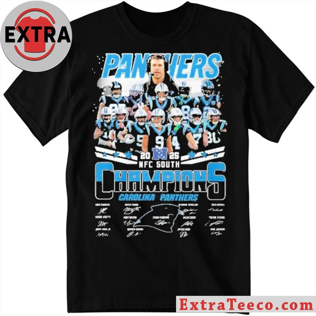 Official Carolina Panthers NFC South Division 2025-2026 Champions Signature And Logo Shirt