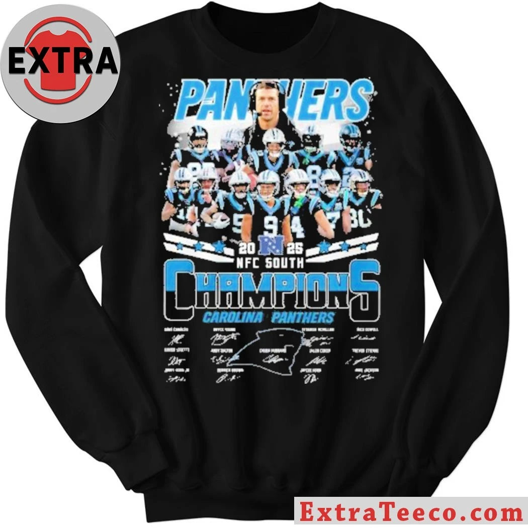 Official Carolina Panthers NFC South Division 2025-2026 Champions Signature And Logo Shirt