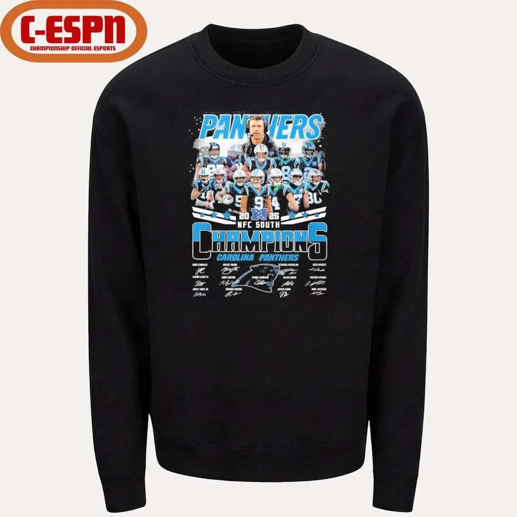 Official Carolina Panthers Team NFC South Champions 2025 T-Shirt