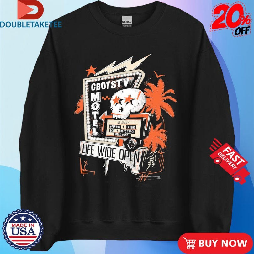 Official Cboystv Life Wide Open Casino Ice Moto Track Mini Ramp Motel CBTV Shirts