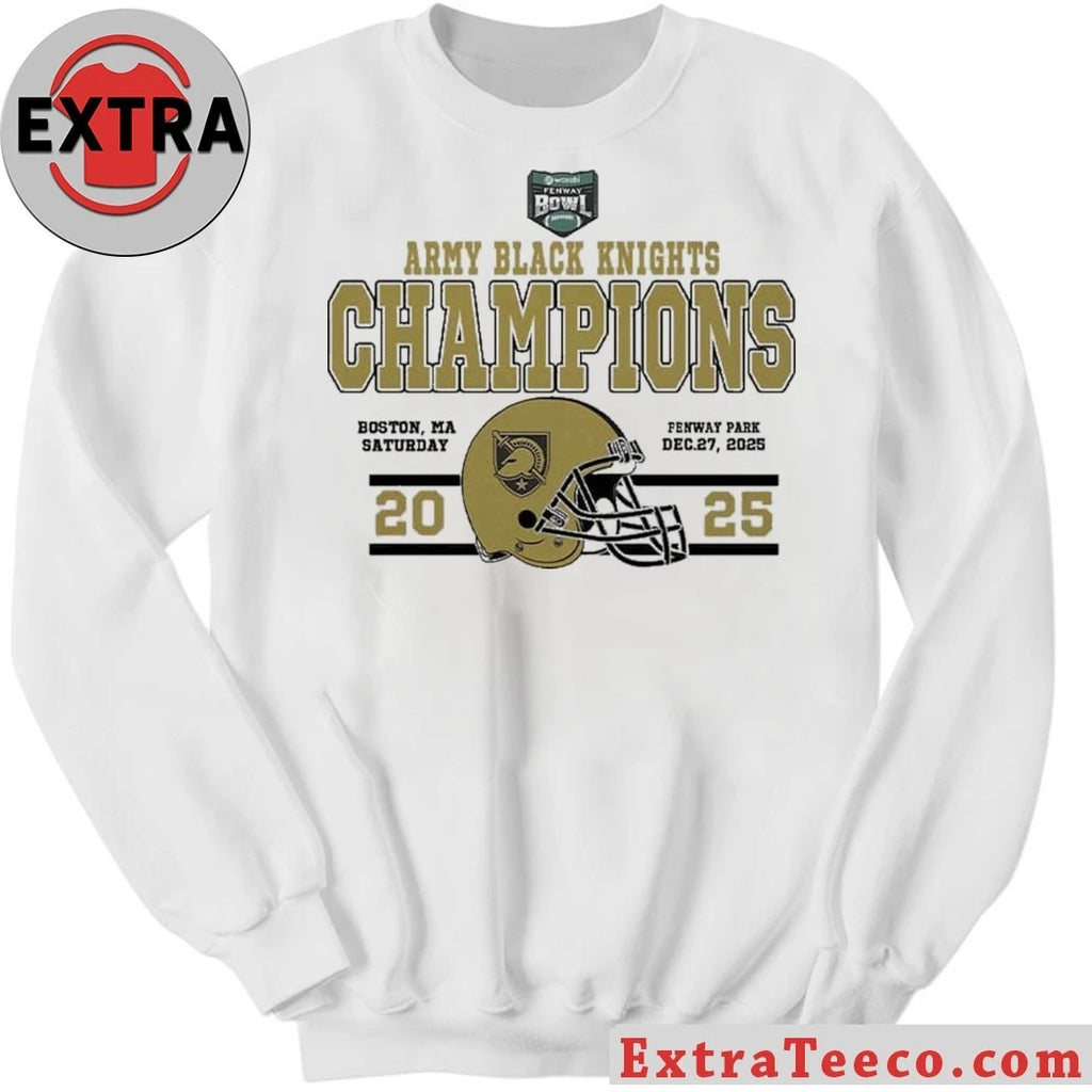 Official Celebrate Army Black Knights Football Named To Champions 2025 Wasabi Fenway Bowl Helmet And Logo T-Shirt