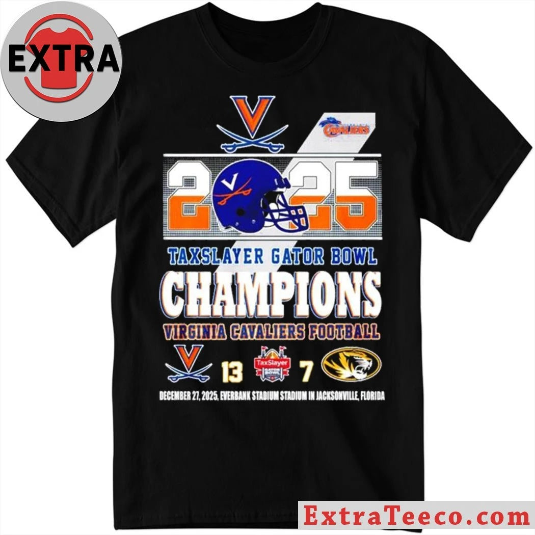 Official Celebrate the Virginia Cavaliers’ victory in the 2025 TaxSlayer Gator Bowl (13-7) on December 27, 2025, at EverBank Stadium in Jacksonville, Florida. Logo T-Shirt