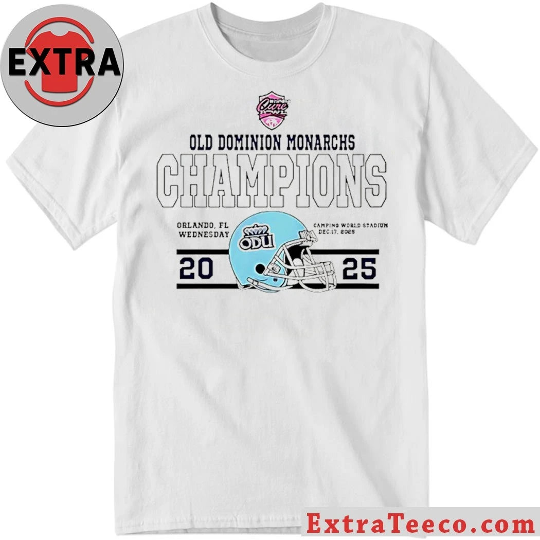 Official Celebrating the Cure Bowl championship victory of the Old Dominion Monarchs Orlando, FL Camping World Stadium Wednesday, December 17, 2025 Shirt