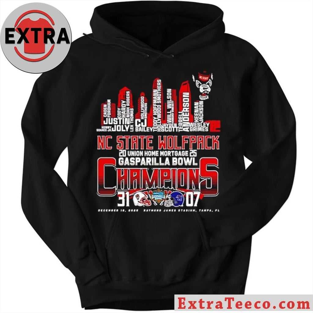 Official Celebrating the NC State Wolfpack Gasparilla Bowl victory with a score of 31-07 at Raymond James Stadium, Tampa, FL, December 19, 2025 City And Logo T-Shirt