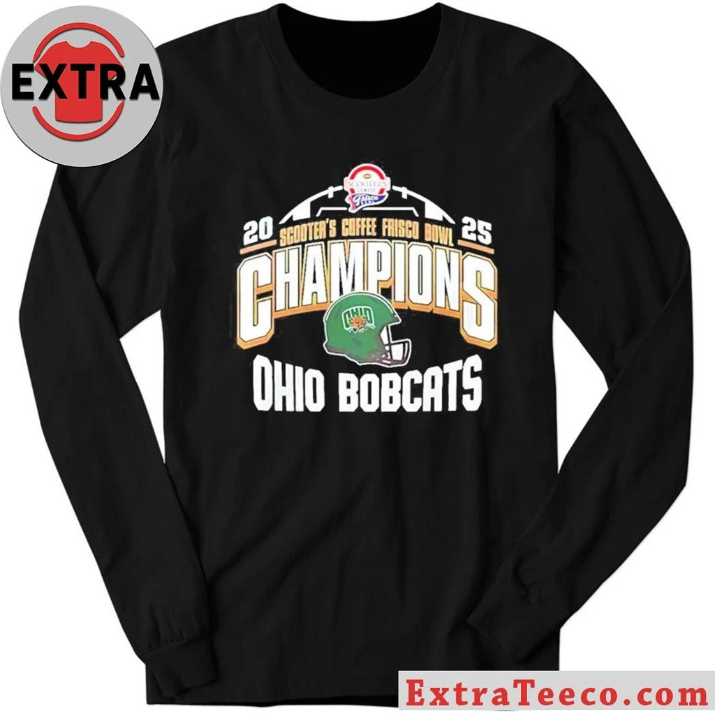 Official Celebrating the Ohio Bobcats’ victory at the 2025 Scooter’s Coffee Frisco Bowl Helmet And Logo Shirt