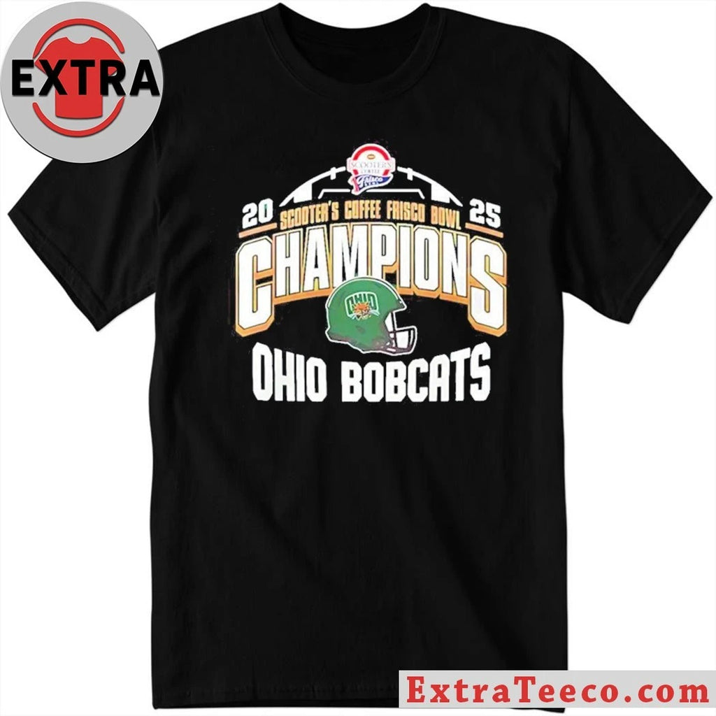 Official Celebrating the Ohio Bobcats’ victory at the 2025 Scooter’s Coffee Frisco Bowl Helmet And Logo Shirt