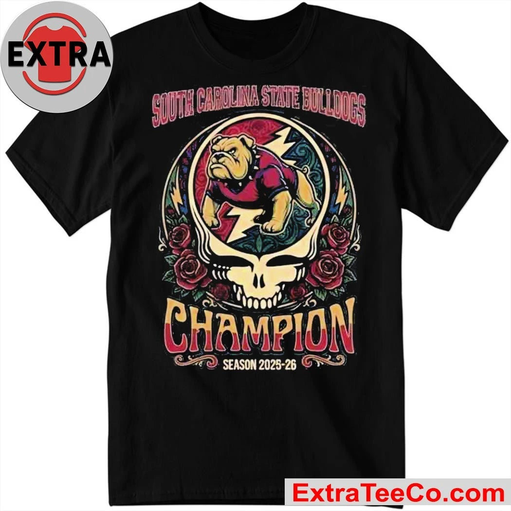 Official Celebrating the South Carolina State Bulldogs’ championship win in the 2025-26 season, inspired by the Grateful Dead rock band’s Steal Your Face Logo Shirt