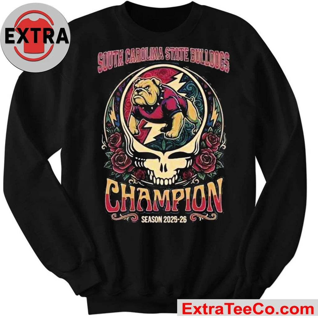 Official Celebrating the South Carolina State Bulldogs’ championship win in the 2025-26 season, inspired by the Grateful Dead rock band’s Steal Your Face Logo Shirt