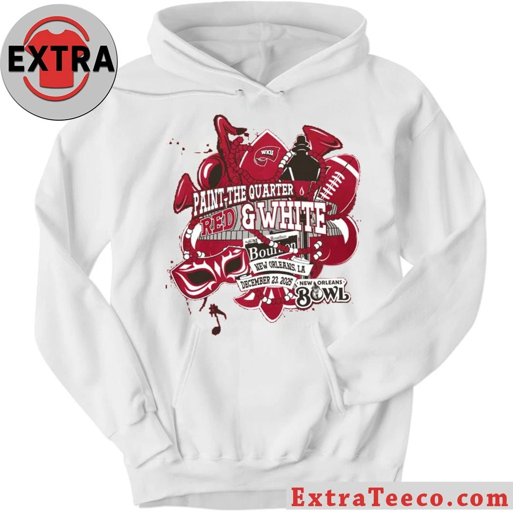 Official Celebrating the WKU Paint the Quarter Red &amp; White event for the 2025 New Orleans Bowl Shirt