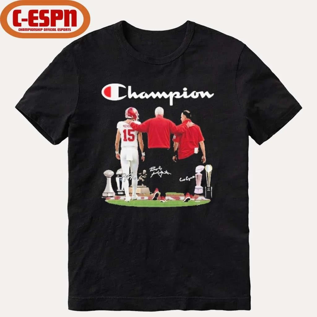 Official Champion Fernando Mendoza, Curt Cignetti And Bob Knight Indiana Football Shirt