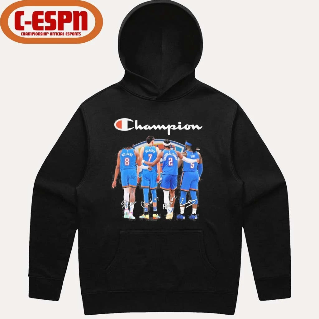 Official Champion OKC Thunder Williams, Holmgren, Gilgeous-Alexander And Dort Shirt