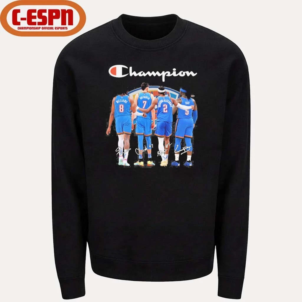 Official Champion OKC Thunder Williams, Holmgren, Gilgeous-Alexander And Dort Shirt
