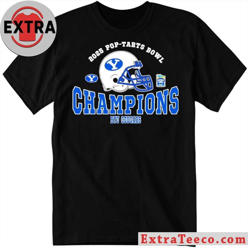 Official Champions 2025 Pop-Tarts Bowl BYU Cougars Football The Champions 2025 Pop-Tarts Bowl Helmet And Logo T-Shirt