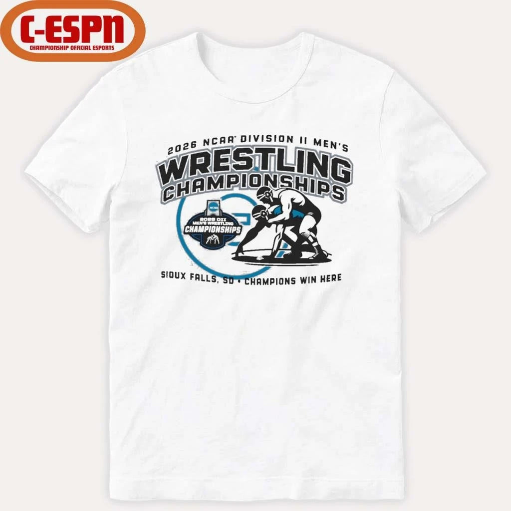 Official Champions Win Here 2026 NCAA DII Men’s Wrestling Championships T-Shirt