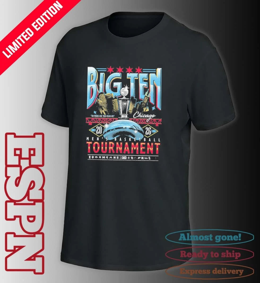 Official Chicago 2026 Big Ten Men’s Basketball Tournament Logos Shirt
