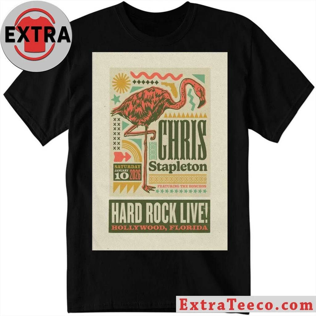 Official Chris Stapleton January 10 2026 In Hollywood, FL Tour Poster T-Shirt