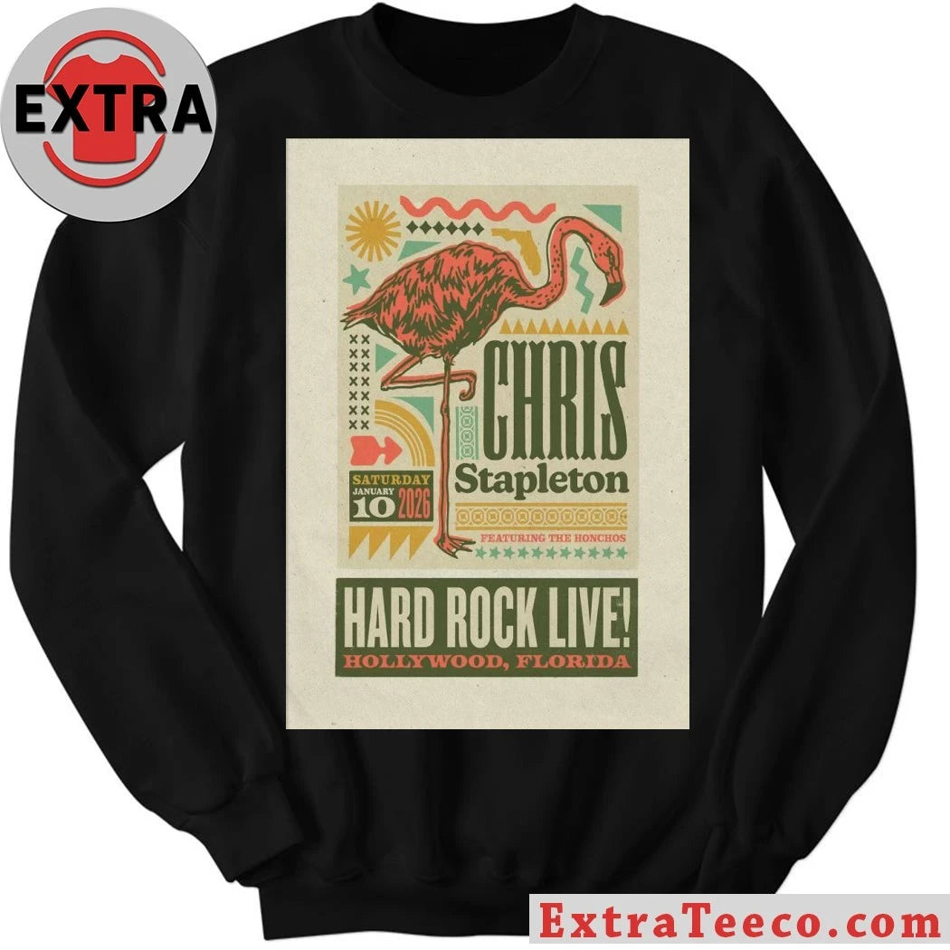 Official Chris Stapleton January 10 2026 In Hollywood, FL Tour Poster T-Shirt