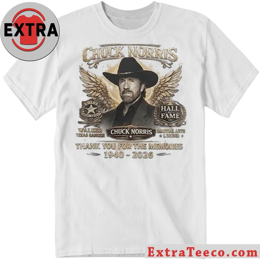 Official Chuck Norris 1940-2026 Thank You For The Memories Shirt