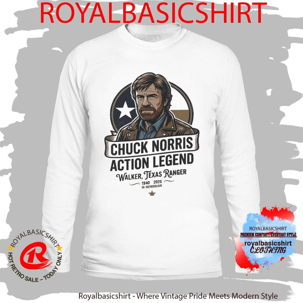 Official Chuck Norris Action Legend Walker Texas Ranger 1940-2026 In Memoriam Shirt