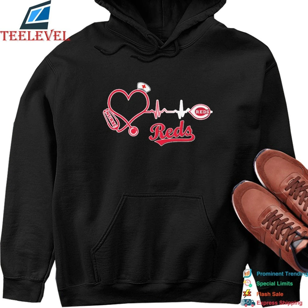 Official Cincinnati Reds Stethoscope Nurse Heart Shirts