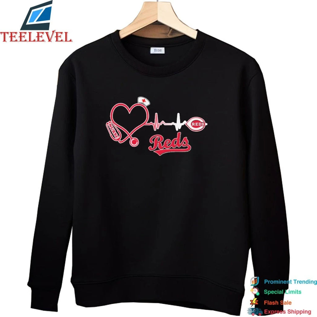 Official Cincinnati Reds Stethoscope Nurse Heart Shirts