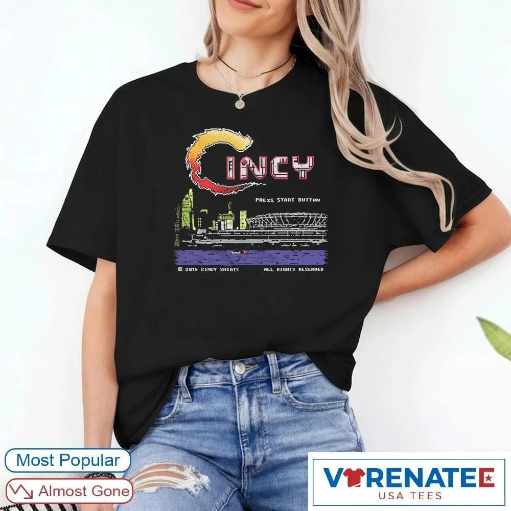 Official Cincy Contra Press Start Button All Rights Reserved T-Shirt
