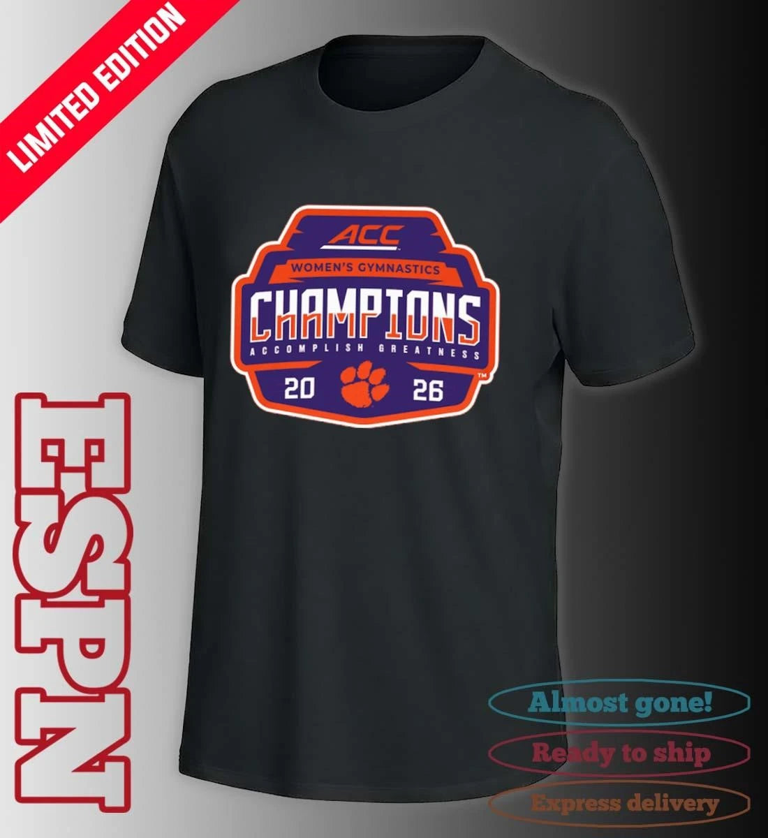 Official Clemson Tigers 2026 ACC Women’s Gymnastics Champions Locker Room T-Shirt