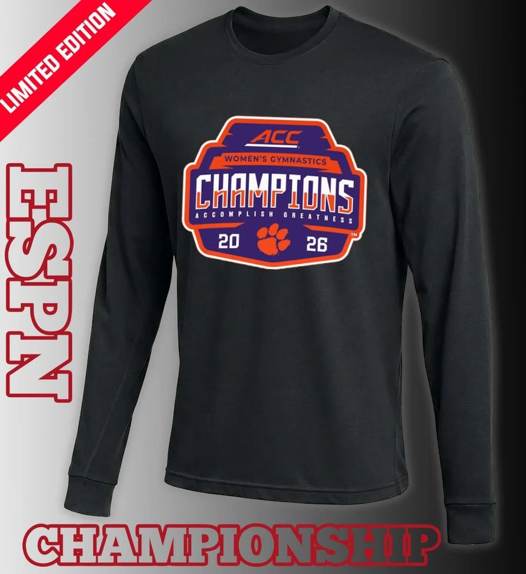 Official Clemson Tigers 2026 ACC Women’s Gymnastics Champions Locker Room T-Shirt