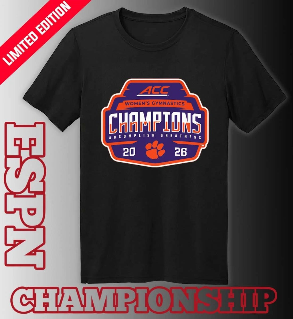 Official Clemson Tigers 2026 ACC Women’s Gymnastics Champions Locker Room T-Shirt