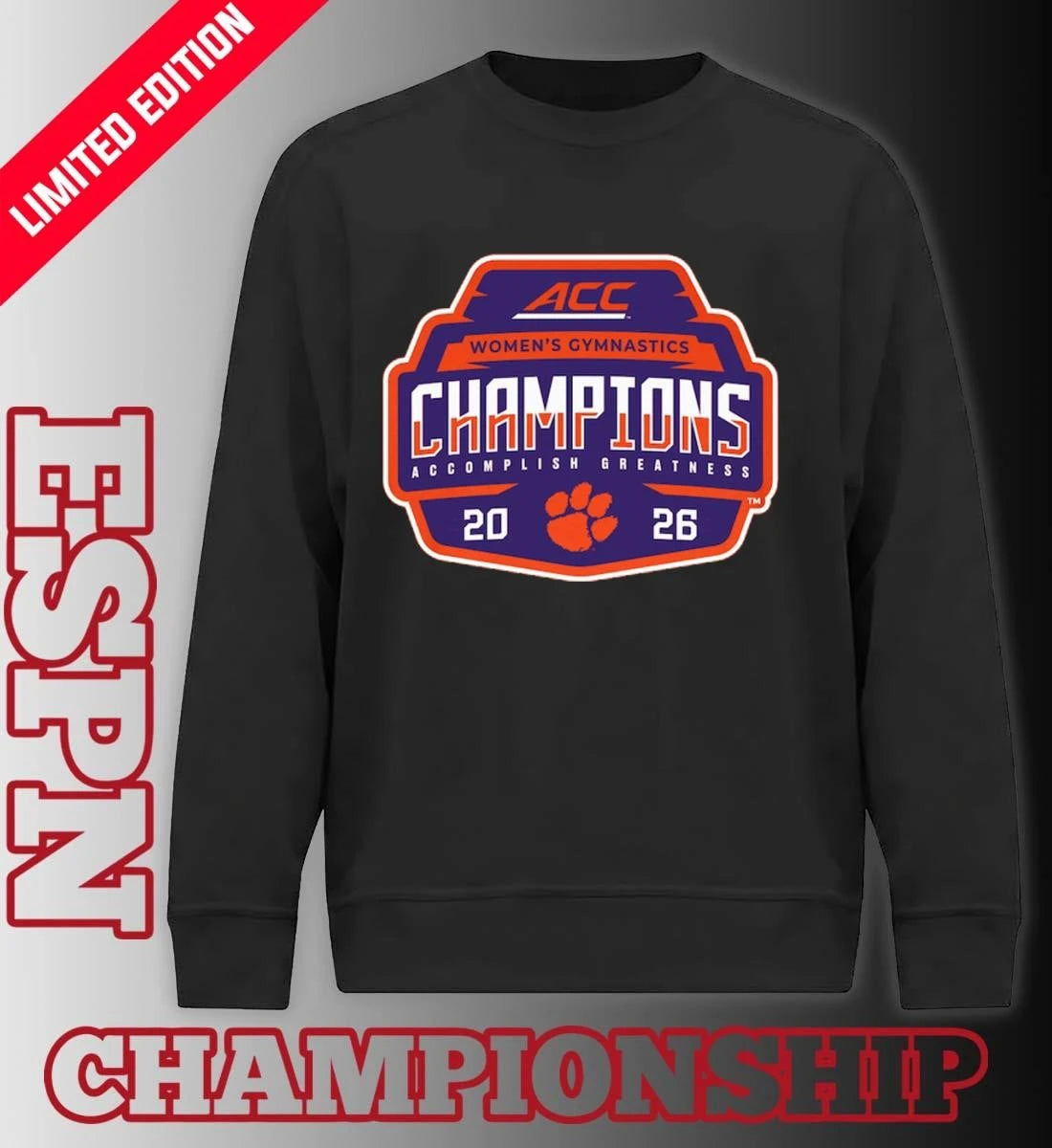 Official Clemson Tigers 2026 ACC Women’s Gymnastics Champions Locker Room T-Shirt