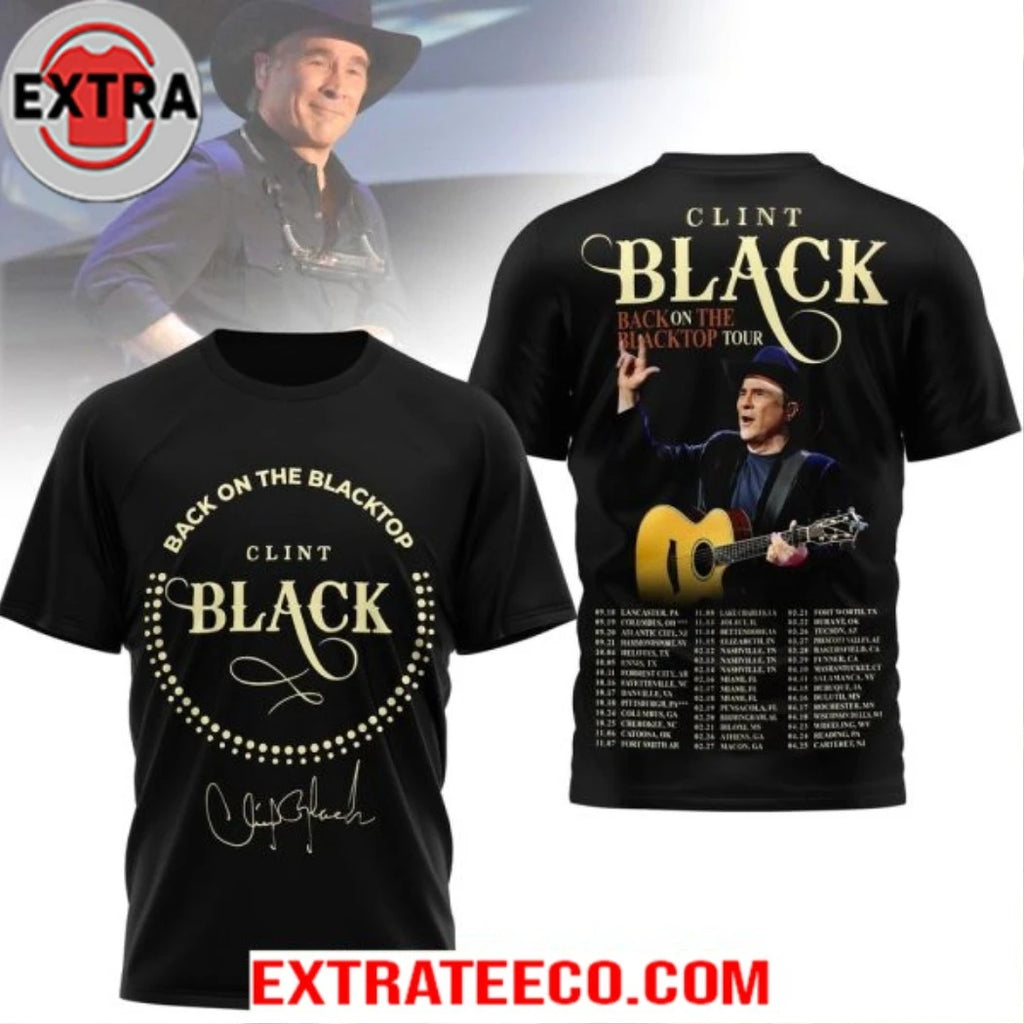 Official Clint Black Back On The Blacktop Tour T-Shirt
