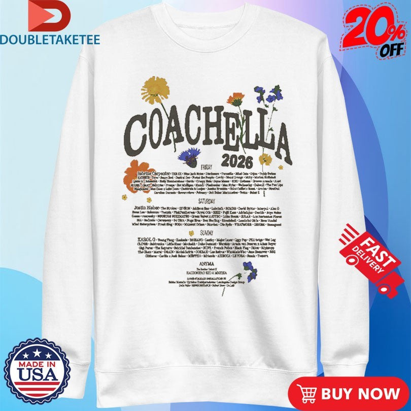 Official Coachella Pressed Flowers 2026 Lineup Shirts