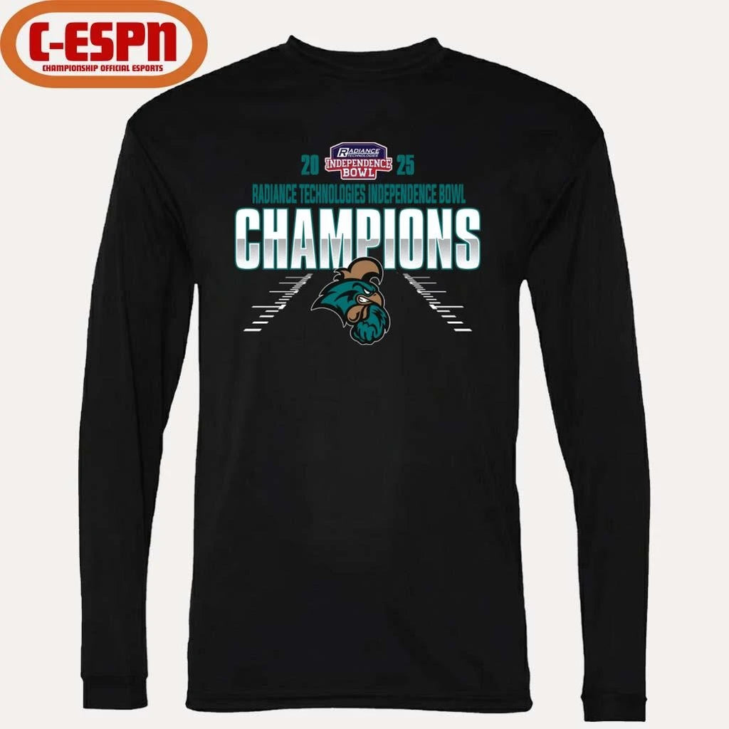 Official Coastal Carolina Chanticleers Radiance Technologies Independence Bowl Champions T-Shirt