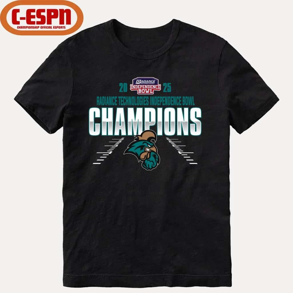 Official Coastal Carolina Chanticleers Radiance Technologies Independence Bowl Champions T-Shirt
