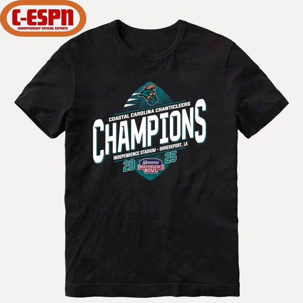 Official Coastal Carolina Football 2025 Independence Bowl Champions T-Shirt