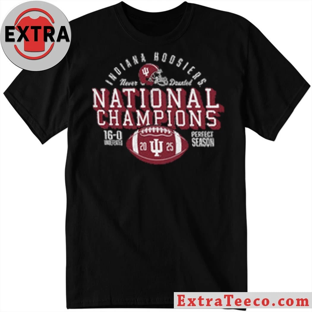 Official College Football Playoff 2026 Retro Brands Indiana National Champions Perfect Season Helmet T-Shirt