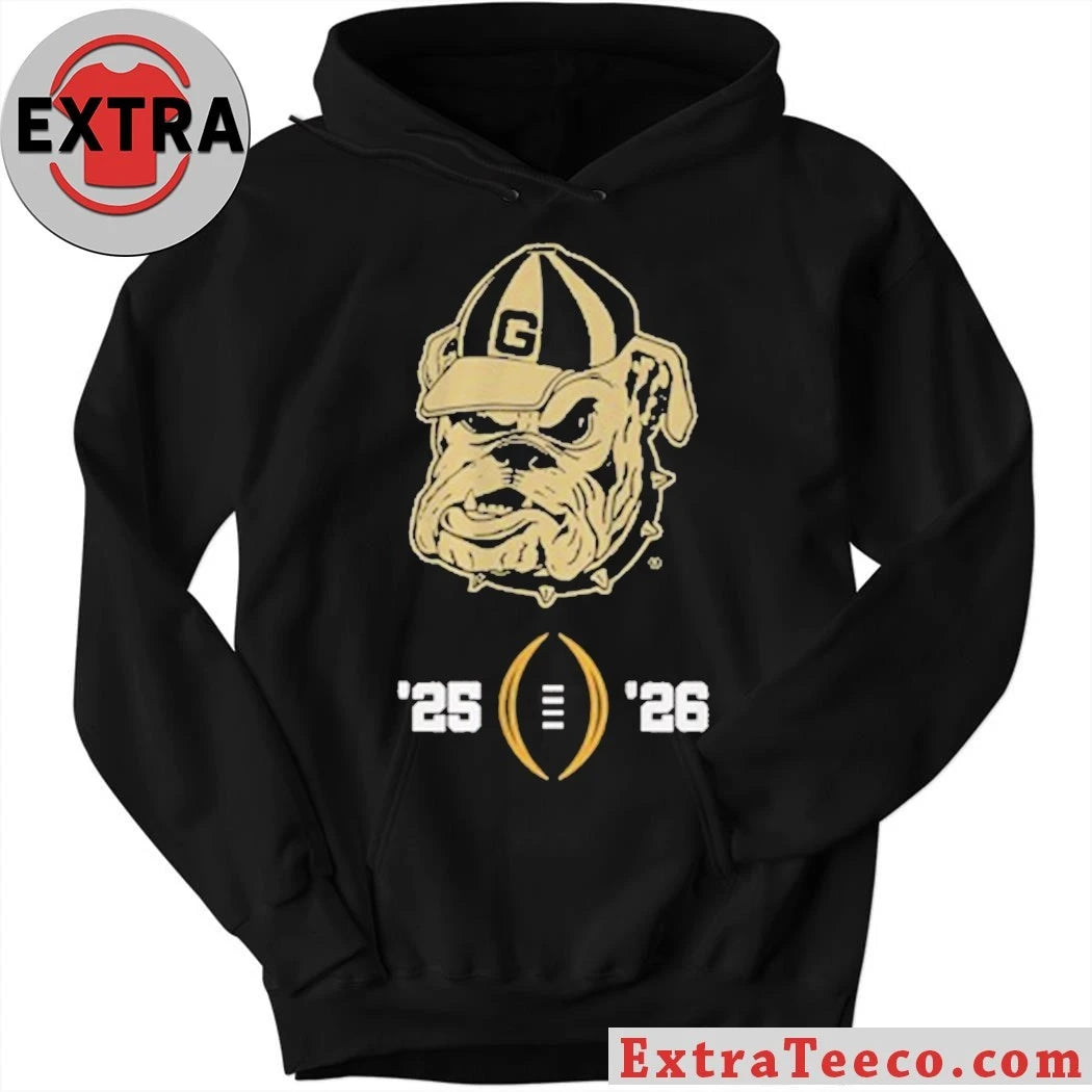 Official College Football Playoff National Championship Game 2025-26 T-Shirt featuring the Georgia Bulldogs mascot
