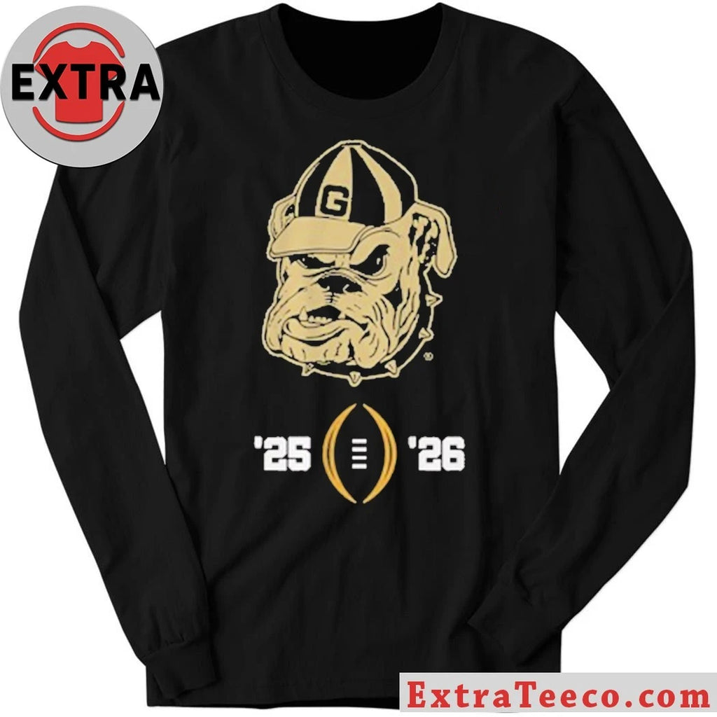 Official College Football Playoff National Championship Game 2025-26 T-Shirt featuring the Georgia Bulldogs mascot