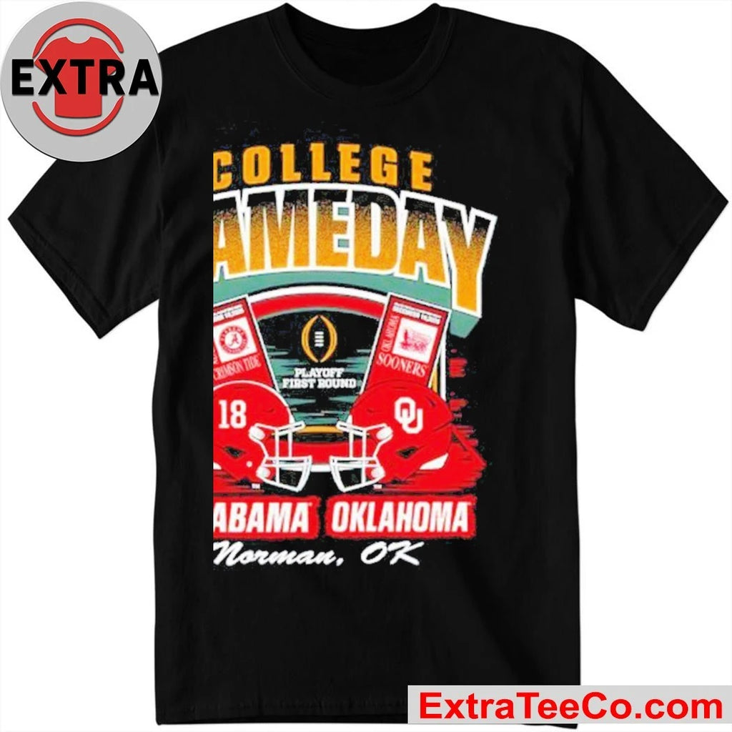 Official College Gameday Alabama vs. Oklahoma, First Round of the 2025 College Football Playoff (CFP) taking place in Norman, Oklahoma Shirt