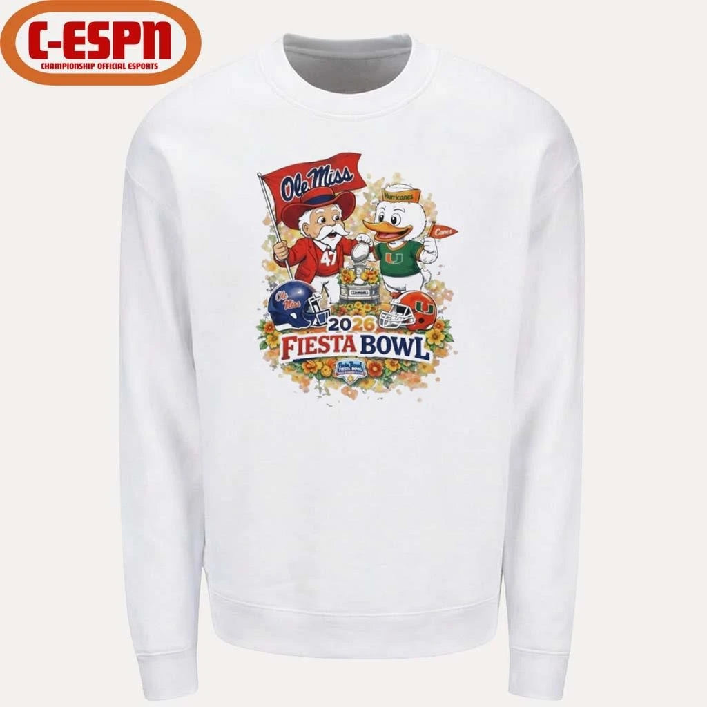 Official Colonel Reb Ole Miss Vs Sebastian the Ibis Miami CFP 2026 Fiesta Bowl Matchup T-Shirt