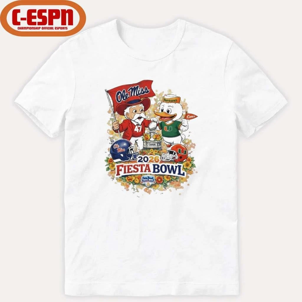 Official Colonel Reb Ole Miss Vs Sebastian the Ibis Miami CFP 2026 Fiesta Bowl Matchup T-Shirt