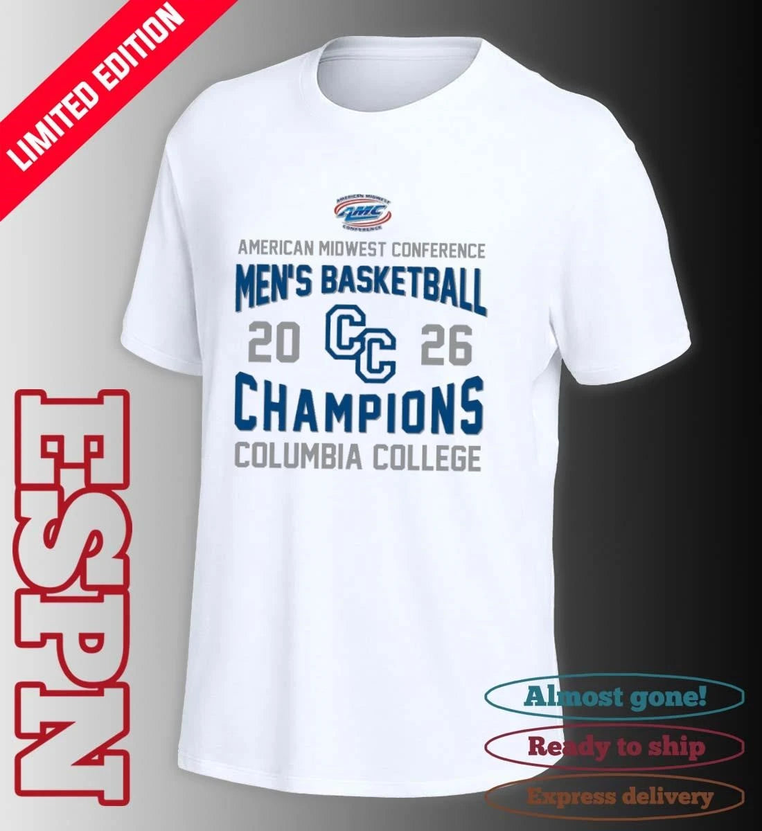 Official Columbia College 2026 AMC Men’s Basketball Champions Shirt