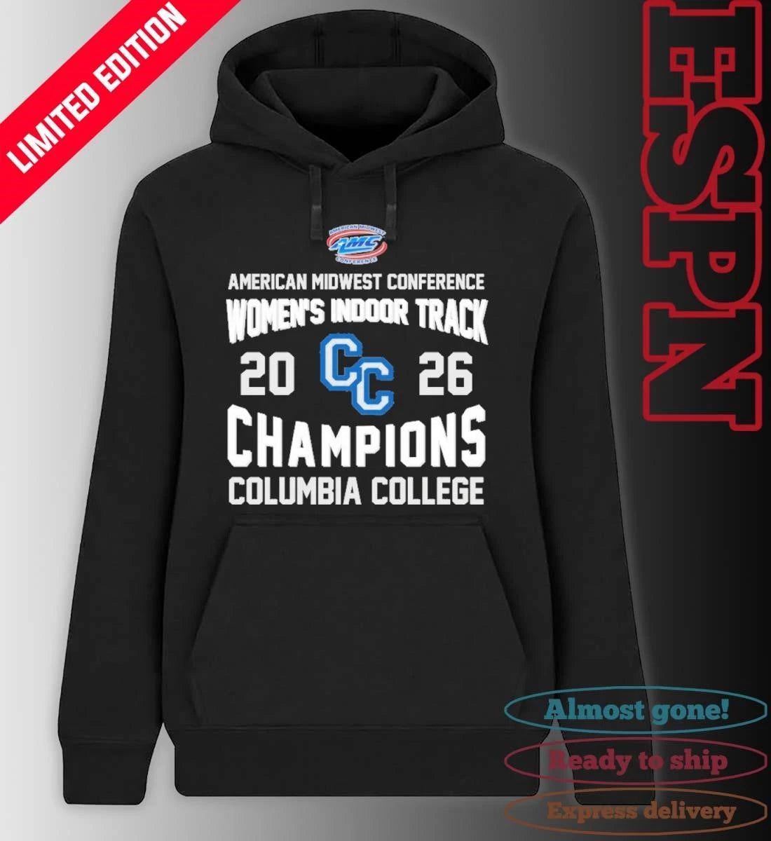 Official Columbia College 2026 AMC Women’s Indoor Track Champions Shirt