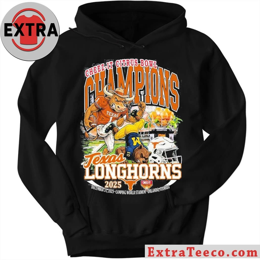 Official Commemorative T-shirt celebrating the Texas Longhorns’ victory at the 2025 Cheez-It Citrus Bowl at Camping World Stadium, Orlando, Florida