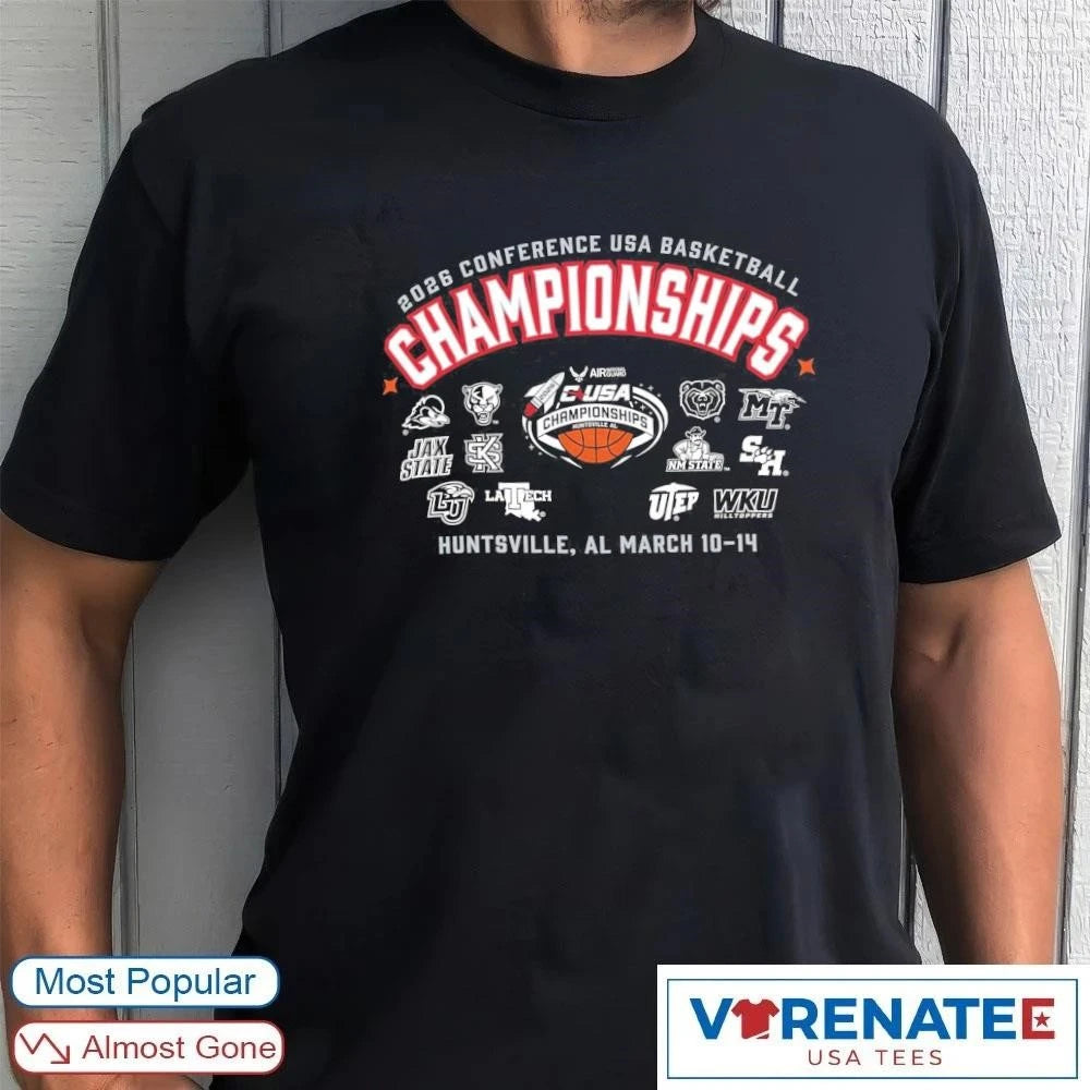 Official Conference USA Basketball Championships Huntsville, Alabama, at the Von Braun Center Propst Arena March 10-14, 2026 All Teams Logos T-shirt