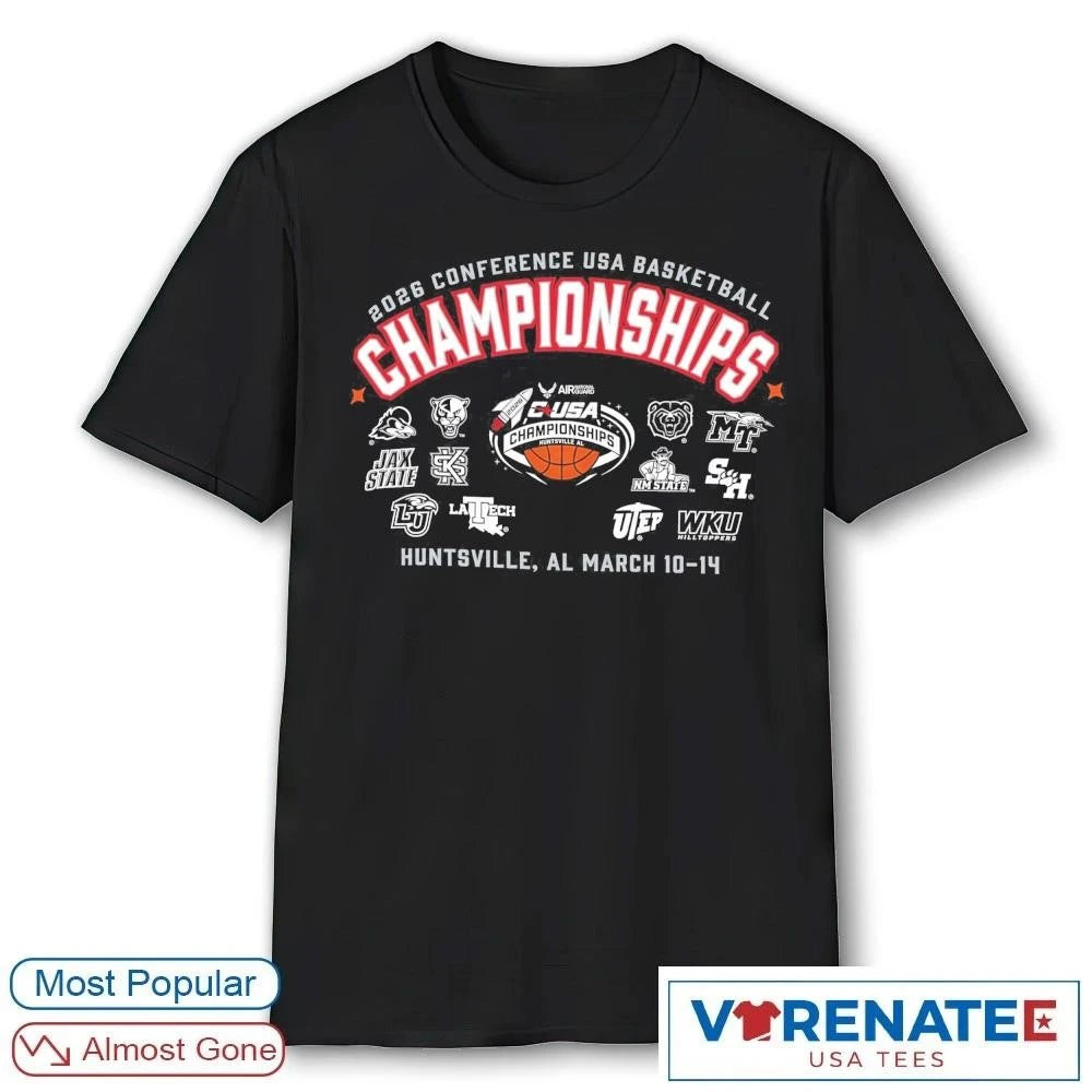 Official Conference USA Basketball Championships Huntsville, Alabama, at the Von Braun Center Propst Arena March 10-14, 2026 All Teams Logos T-shirt