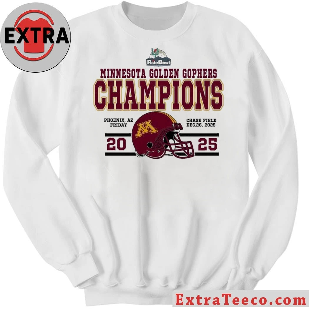 Official Congrats Minnesota Golden Gophers Football Named To Champions 2025 Rate Bowl Helmet And Logo T-Shirt
