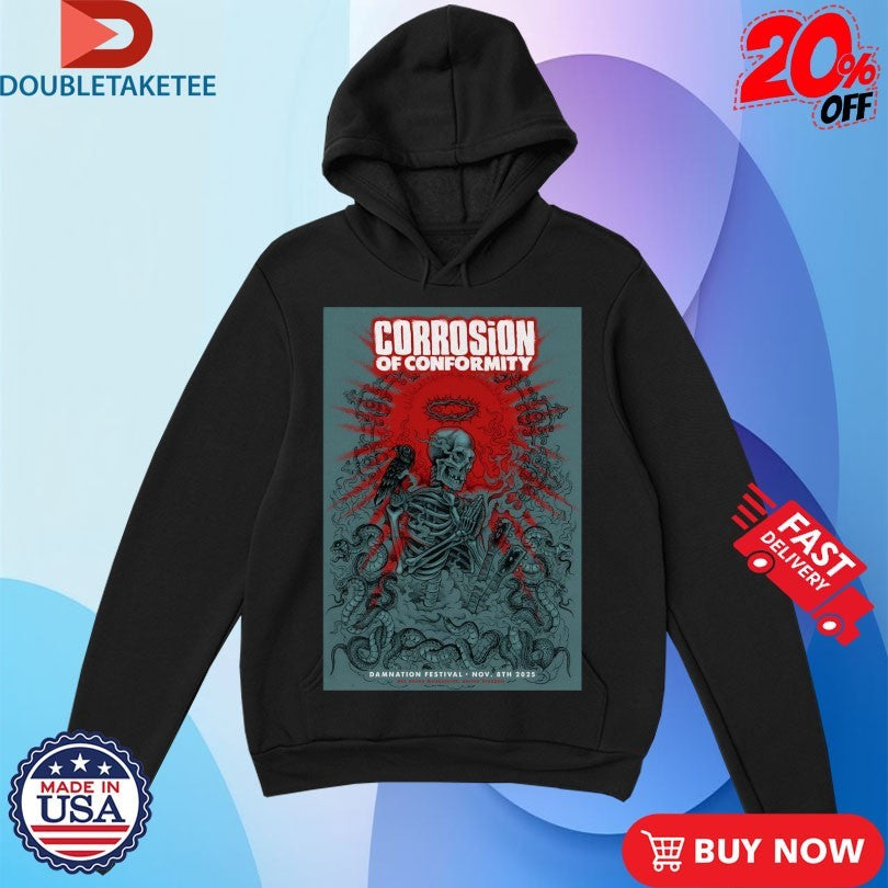 Official Corrosion Of Conformity Nov 8 2025 Damnation Festival Shirts