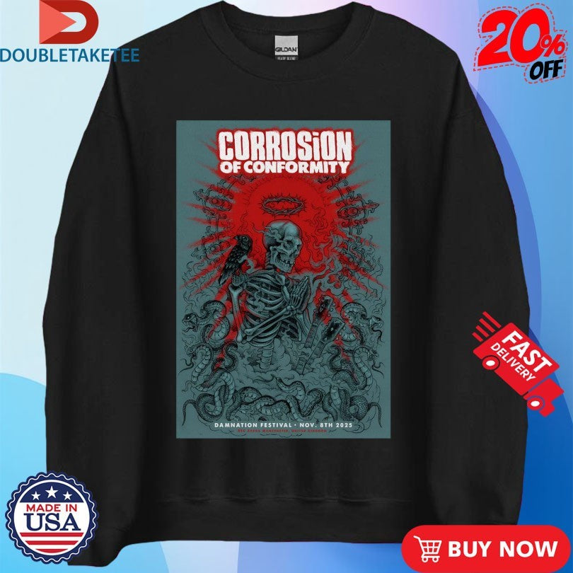 Official Corrosion Of Conformity Nov 8 2025 Damnation Festival Shirts