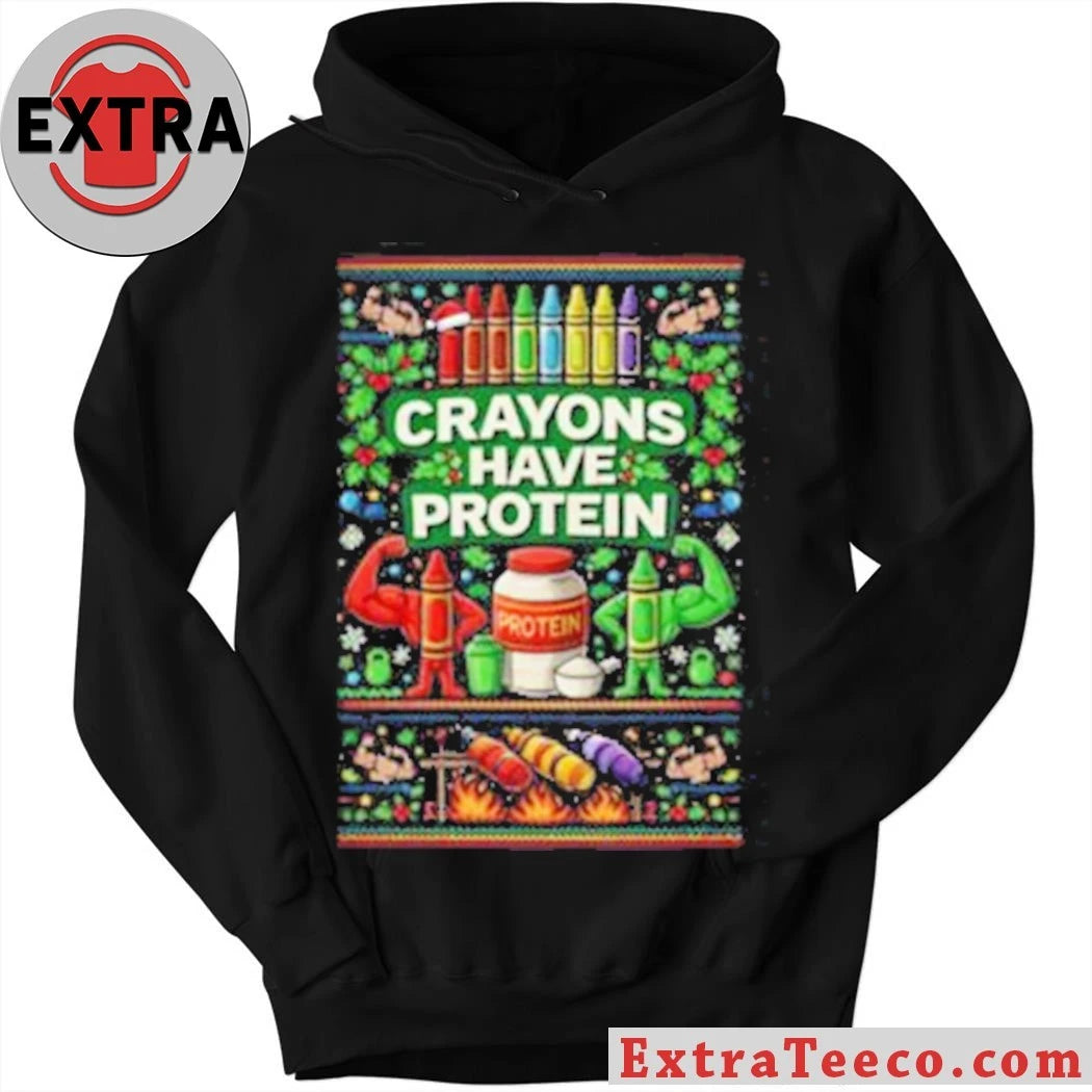 Official Crayons Have Protein Ugly Christmas T-Shirt